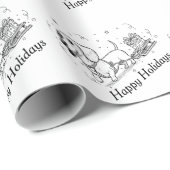 プレゼントを載せたスレートを引くダックスフント ラッピングペーパー (ロールコーナー)