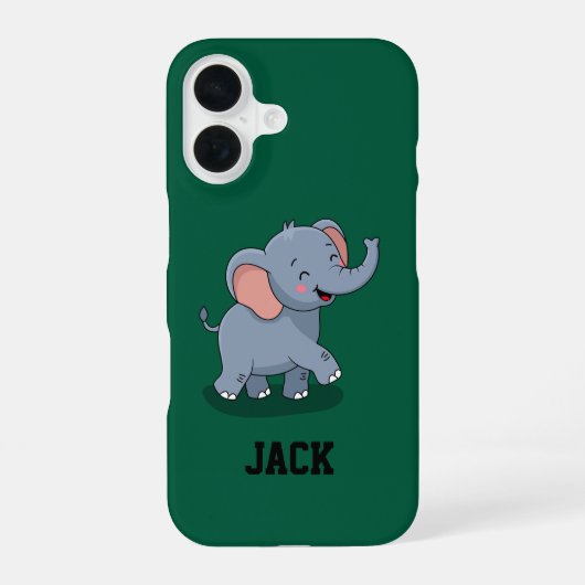 プレゼントを運ぶかわいい象 iPhone 16ケース (裏面)