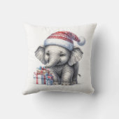 プレゼントを運ぶクリスマスの象 クッション (裏面)