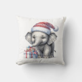 プレゼントを運ぶクリスマスの象 クッション (正面)