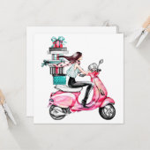 プレゼントを運ぶスクーターの少女 カード (正面/裏面インサイチュ)