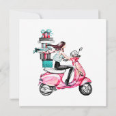 プレゼントを運ぶスクーターの少女 カード (裏面)