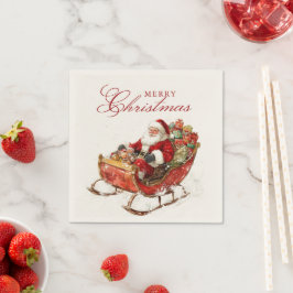 プレゼントクラシックメリークリスマス スタンダードカクテルナプキン