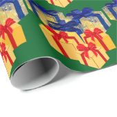 プレゼントグリーンラッピング紙 ラッピングペーパー (ロールコーナー)