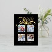 プレゼントフォト金ゴールドブラッククリスマスホリデーカード 箔シーズンポストカード (立ち正面)