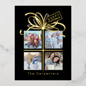 プレゼントフォト金ゴールドブラッククリスマスホリデーカード 箔シーズンポストカード (正面)