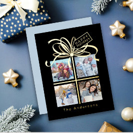 プレゼントフォト金ゴールドブラッククリスマスホリデーカード 箔シーズンポストカード