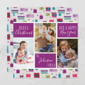 プレゼントメリークリスマスファミリーフォトコラージュ シーズンカード (正面/裏面)