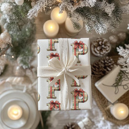 プレゼントレターPクリスマス ラッピングペーパー
