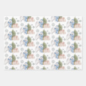 プレゼント付きの可愛いクリスマスの子犬 ラッピングペーパーシート (正面2)