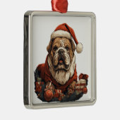プレゼント付きの可愛い漫画クリスマスブルドッグ メタルオーナメント (右)