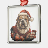 プレゼント付きの可愛い漫画クリスマスブルドッグ メタルオーナメント (左)