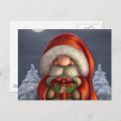 プレゼント付きの小さなサンタ シーズンポストカード (正面/裏面)