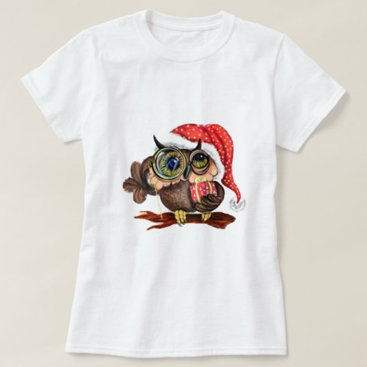 プレゼント付きクリスマスTシャツベビーフクロウ Tシャツ (デザイン正面)
