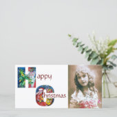 プレゼント付きサンタとクリスマスツリーモノグラム シーズンカード (スタンド正面)