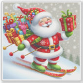 プレゼント付きサンタカラフルスキー シール (正面)