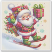 プレゼント付きサンタカラフルスキー シール (正面)