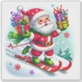 プレゼント付きサンタカラフルスキー シール (正面)