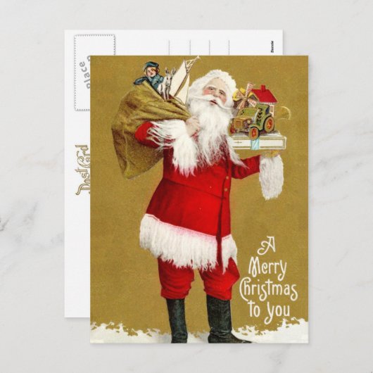 プレゼント付きサンタ シーズンポストカード (正面/裏面)