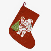 プレゼント付きサンタ ラージクリスマスストッキング (正面 (吊り時))