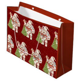 プレゼント付きサンタ ラージペーパーバッグ