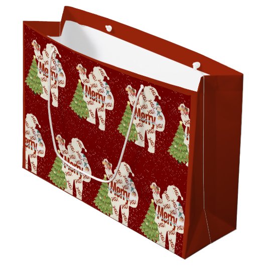 プレゼント付きサンタ ラージペーパーバッグ (正面アングル)