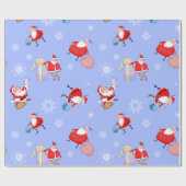 プレゼント付き可愛いサンタクロース休日ラッピング ラッピングペーパー (フラット)