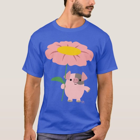 プレゼント付き可愛い漫画の豚(ピンク)Tシャツ Tシャツ (正面)