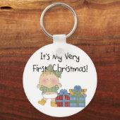 プレゼント付き女の子1stクリスマスTシャツとギフト キーホルダー (正面)