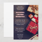 プレゼント付き学校クリスマスパーティーの招待状 招待状 (正面/裏面)