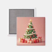 プレゼント付き小さなクリスマスツリー マグネット (正面/裏面)