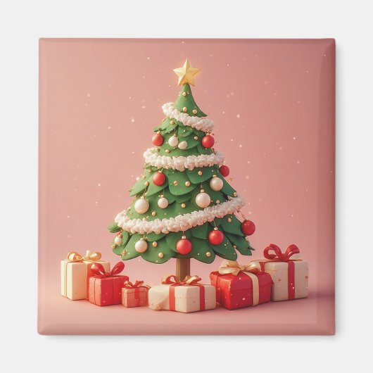 プレゼント付き小さなクリスマスツリー マグネット (正面)