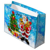 プレゼント付き若い子サンタのためのクリスマス ラージペーパーバッグ (正面アングル)