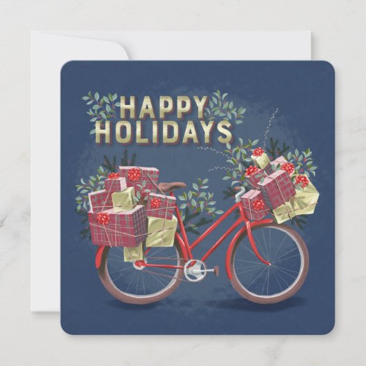 プレゼント付き赤クリスマスサイクリング 招待状 (正面)