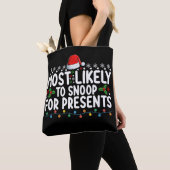 プレゼント探しが得意なクリスマス トートバッグ (クローズアップ)