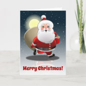 プレゼント漫画でいっぱいのサックを持つサンタクロース シーズンカード (正面)