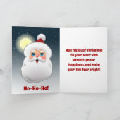 プレゼント漫画でいっぱいのサックを持つサンタクロース シーズンカード (内部)