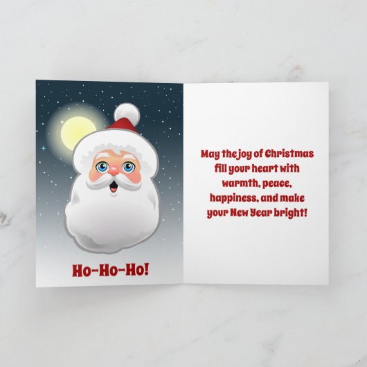 プレゼント漫画でいっぱいのサックを持つサンタクロース シーズンカード (内部)