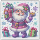 プレゼント祝付きサンタクリスマス シール (正面)