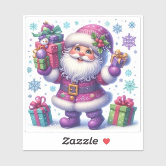 プレゼント祝付きサンタクリスマス シール (シート)