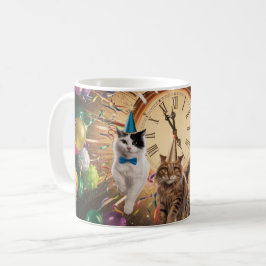 プレゼント箱から猫が出る – お正月のサプライズ コーヒーマグカップ