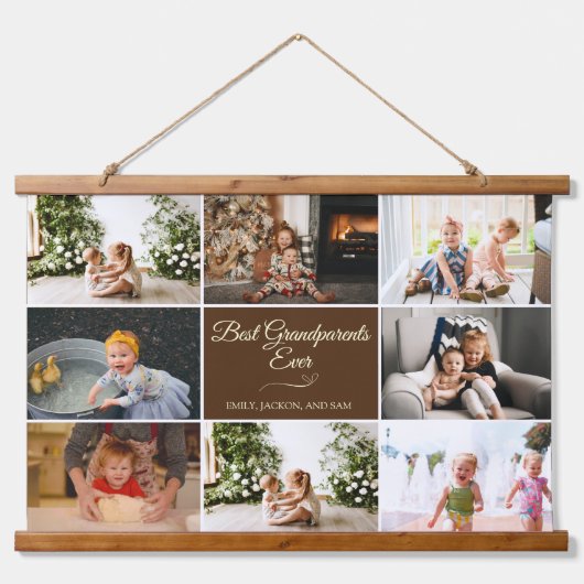 プレゼント8写真最高の祖父母 吊り下げ型タペストリー (正面)