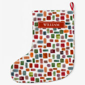 プレゼント – 水彩色カラフルギフトボックパーソナライズされたス ラージクリスマスストッキング (裏面)