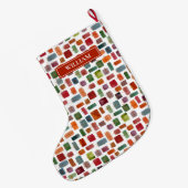 プレゼント – 水彩色カラフルギフトボックパーソナライズされたス ラージクリスマスストッキング (裏面 (吊り時))