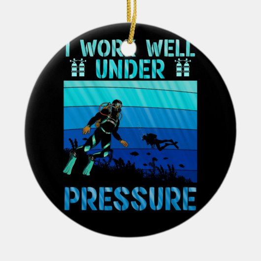 プレッシャースキューバダイビング海ダイバーで上手に働く セラミックオーナメント (正面)