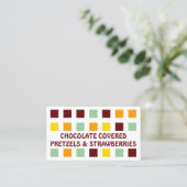 プレッツェルおよびいちご(モダンな正方形) 名刺 (スタンド正面)