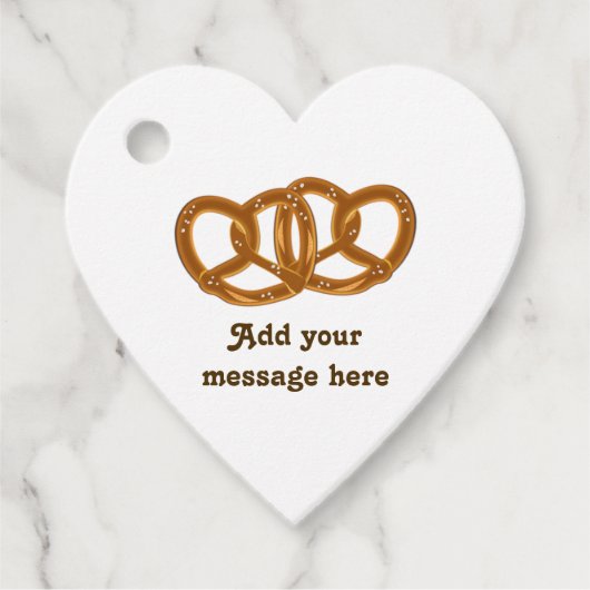 プレッツェルノットを結んだ – おもしろいパン&ベーキングをテーマにした フェイバータグ (正面)