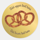 プレッツェルノットペアフェイクオン金ゴールド – 選択文字 ラウンドシール (正面)
