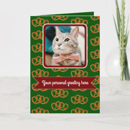 プレッツェルパターン休日の願い – あなたの写真と文字 カード