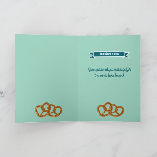 プレッツェルパーティー：結び目ティール（緑がかった色）とアクアカスタム カード (内部)